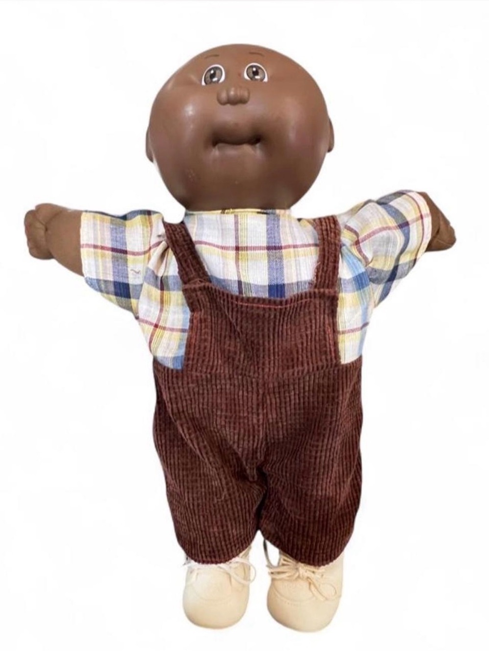 Vintage ‘82 Brown Overalls Cabbage Patch Kids Doll - Soft Fabric Kids Toy